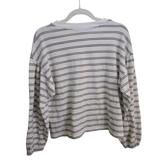 Madewell Striped Puff Drop Shoulder Balloon Sleeve Striped Top 2022 Size M - Picture 3 of 14